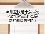 宿州卫校是什么档次(宿州卫校是什么层次的教育机构？)