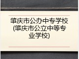 肇庆市公办中专学校(肇庆市公立中等专业学校)