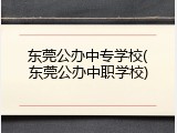 东莞公办中专学校(东莞公办中职学校)
