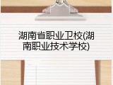 湖南省职业卫校(湖南职业技术学校)
