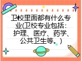 卫校里面都有什么专业(卫校专业包括：护理、医疗、药学、公共卫生等。)
