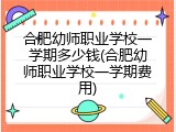 合肥幼师职业学校一学期多少钱(合肥幼师职业学校一学期费用)