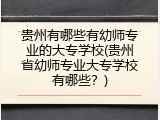 贵州有哪些有幼师专业的大专学校(贵州省幼师专业大专学校有哪些？)