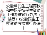 安徽省民生工程高校和中职学校学生资助工作考核暂行办法（试行）(安徽民生工程资助考核暂行办法)
