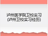 泸州医学院卫校实习(泸州卫校实习经历)