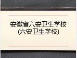 安徽省六安卫生学校(六安卫生学校)