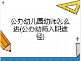 公办幼儿园幼师怎么进(公办幼师入职途径)