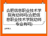 合肥信息职业技术学院有幼师吗(合肥信息职业技术学院幼师专业有吗)