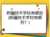 新疆技术学校有哪些(新疆技术学校有哪些？)