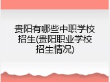 贵阳有哪些中职学校招生(贵阳职业学校招生情况)