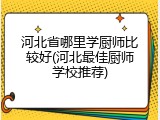 河北省哪里学厨师比较好(河北最佳厨师学校推荐)