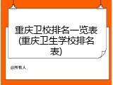 重庆卫校排名一览表(重庆卫生学校排名表)