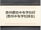 贵州哪些中专学校好(贵州中专学校排名)