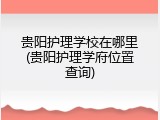 贵阳护理学校在哪里(贵阳护理学府位置查询)