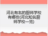 河北有名的厨师学校有哪些(河北知名厨师学校一览)