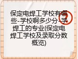 保定电焊工学校有哪些-学校啊多少分-学焊工的专业(保定电焊工学校及录取分数概览)