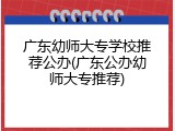 广东幼师大专学校推荐公办(广东公办幼师大专推荐)