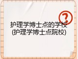 护理学博士点的学校(护理学博士点院校)