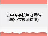 去中专学校当老师待遇(中专教师待遇)