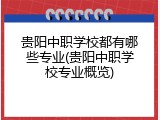贵阳中职学校都有哪些专业(贵阳中职学校专业概览)