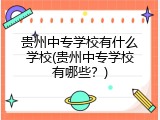 贵州中专学校有什么学校(贵州中专学校有哪些？)