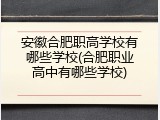 安徽合肥职高学校有哪些学校(合肥职业高中有哪些学校)