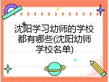 沈阳学习幼师的学校都有哪些(沈阳幼师学校名单)