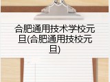 合肥通用技术学校元旦(合肥通用技校元旦)