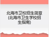 北海市卫校招生简章(北海市卫生学校招生指南)