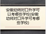 安徽幼师对口升学可以考哪些学校(安徽幼师对口升学可考哪些学校)