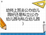 幼师上班去公办幼儿园好还是私立(公办幼儿园与私立幼儿园)