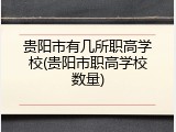 贵阳市有几所职高学校(贵阳市职高学校数量)