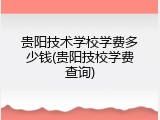 贵阳技术学校学费多少钱(贵阳技校学费查询)