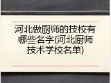 河北做厨师的技校有哪些名字(河北厨师技术学校名单)