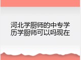 河北学厨师的中专学历学厨师可以吗现在