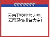 云南卫校排名大专(云南卫校排名大专)