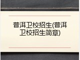 普洱卫校招生(普洱卫校招生简章)