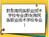 黔东南民族职业技术学校专业(黔东南民族职业技术学校专业)
