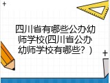 四川省有哪些公办幼师学校(四川省公办幼师学校有哪些？)