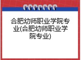 合肥幼师职业学院专业(合肥幼师职业学院专业)