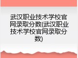 武汉职业技术学校官网录取分数(武汉职业技术学校官网录取分数)