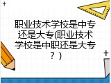 职业技术学校是中专还是大专(职业技术学校是中职还是大专？)