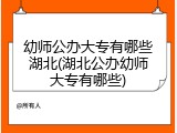 幼师公办大专有哪些湖北(湖北公办幼师大专有哪些)