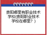 贵阳哪里有职业技术学校(贵阳职业技术学校在哪里？)