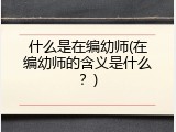 什么是在编幼师(在编幼师的含义是什么？)