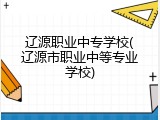 辽源职业中专学校(辽源市职业中等专业学校)