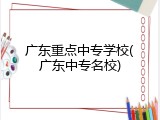 广东重点中专学校(广东中专名校)