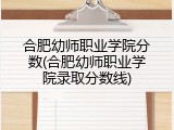 合肥幼师职业学院分数(合肥幼师职业学院录取分数线)