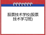 股票技术学校(股票技术学习班)