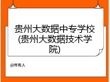 贵州大数据中专学校(贵州大数据技术学院)